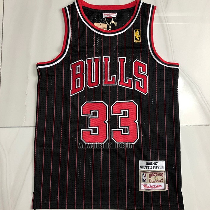 Maillot Chicago Bulls Scottie Pippen NO 33 Mitchell & Ness 1996-97 Noir